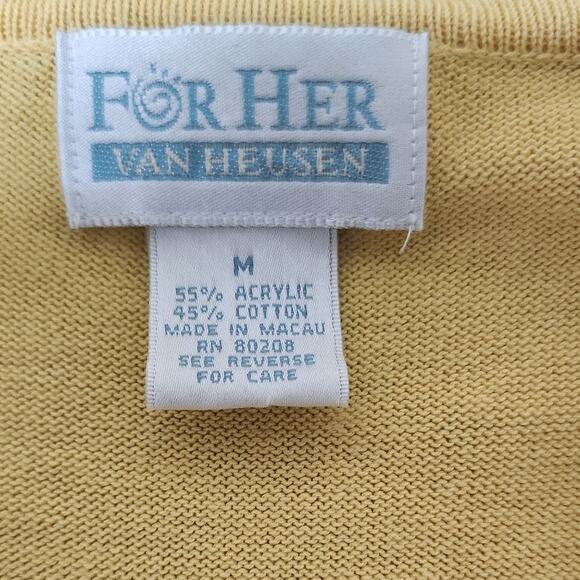 Van Heusen "For Her" VTG Mustard Yellow Short Sleeve Knit Collard Blouse W SZ M - Picture 3 of 7